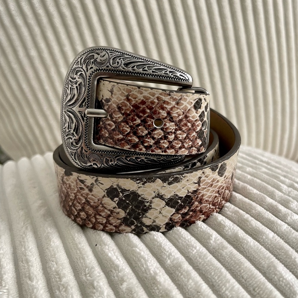 Snake print western belt